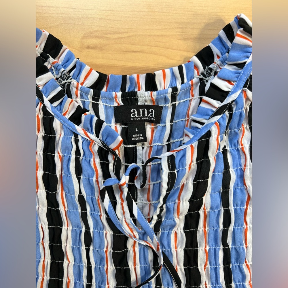 A.N.A.- Women's Red, White & Blue Striped/ 3/4 Sleeve Shirt Size L /